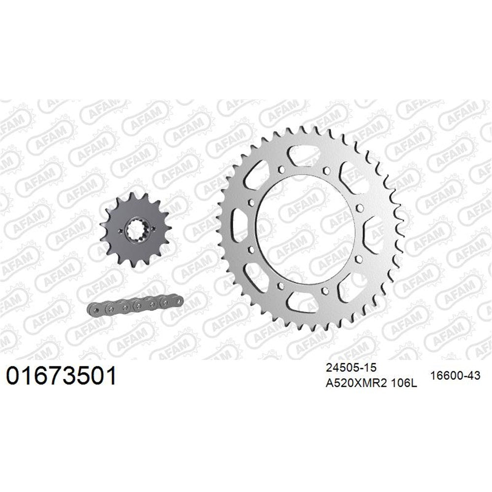 AFAM AFKIT103221 A520XMR3 106L Chain & 15-43T Steel Sprocket Kit for Suzuki GSX1300R Hayabusa 08-17