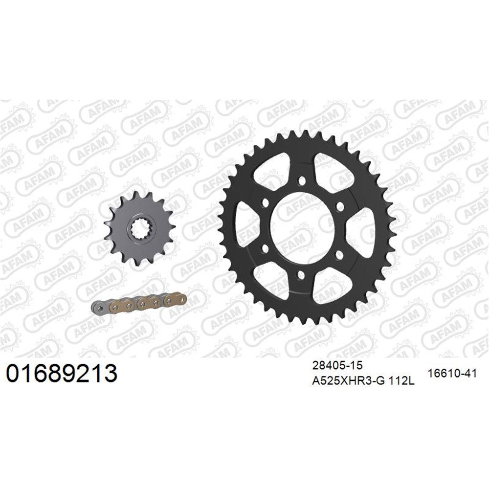 AFAM AFKIT105991 A525XHR3-G 112L Chain & 15-41T Steel Sprocket Kit for KTM 1190/1290 Adventure 13-20