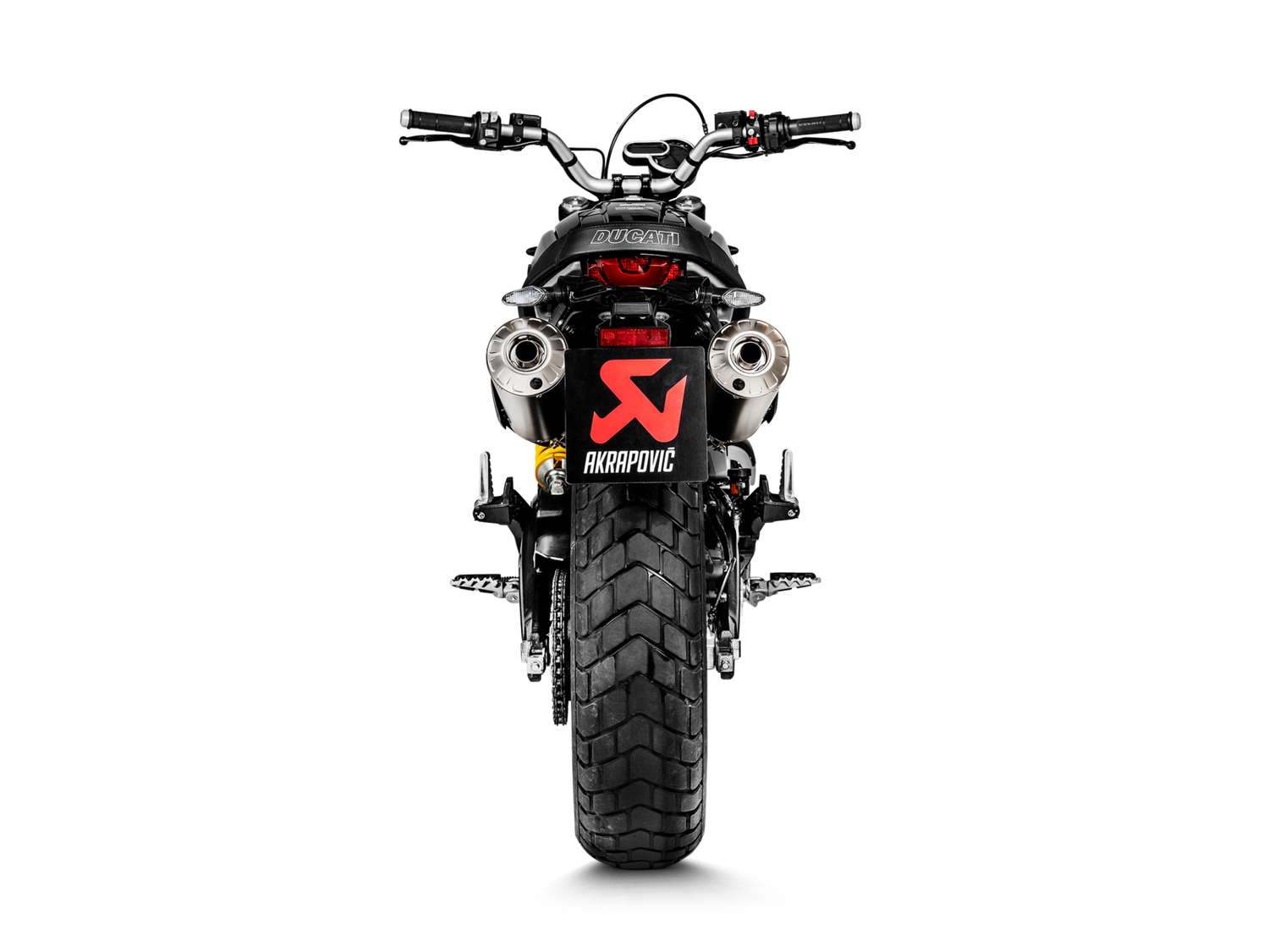 Akrapovic Slip-On Line Titanium Muffler System w/Carbon End Cap & Heat Shield for Ducati Scrambler 1100 18-20