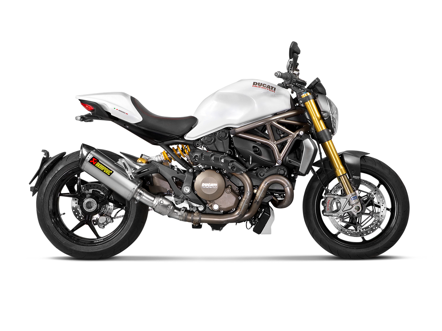 Akrapovic Slip-On Line Titanium Muffler System w/Carbon End Cap for Ducati Monster 821/Monster 1200/S 14-16