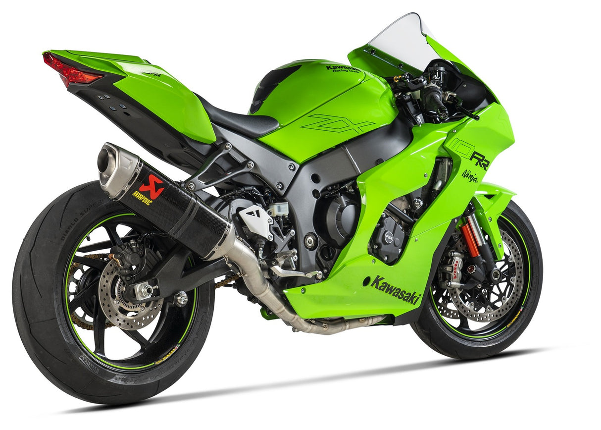 Akrapovic Racing Line Carbon Exhaust System w/Titanium End Cap for Kawasaki Ninja ZX-10R 21-Up