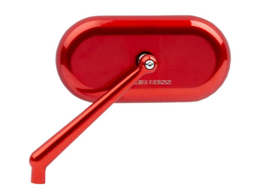 Arlen Ness AN-13-176 Forged Oval Mirror Red for Left Side