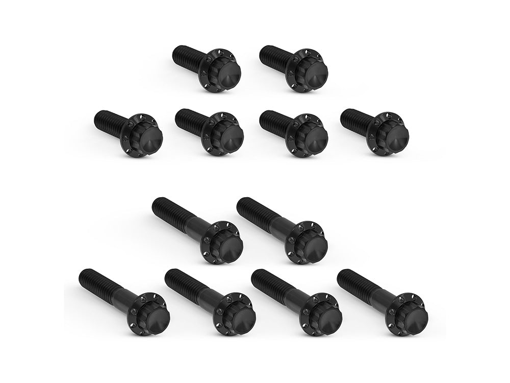 Arlen Ness AN-300-993 Titanium 12-Point Rocker Cover Bolt Kit Black for Harley-Davidson Twin Cam 99-17 Models