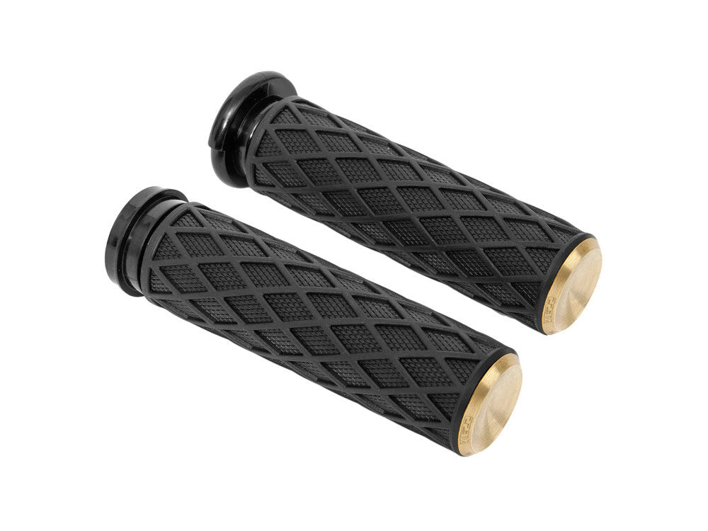 Arlen Ness AN-500-009 Diamond Handgrips Brass for Harley-Davidson Big Twin 08-24 w/Throttle-by-Wire