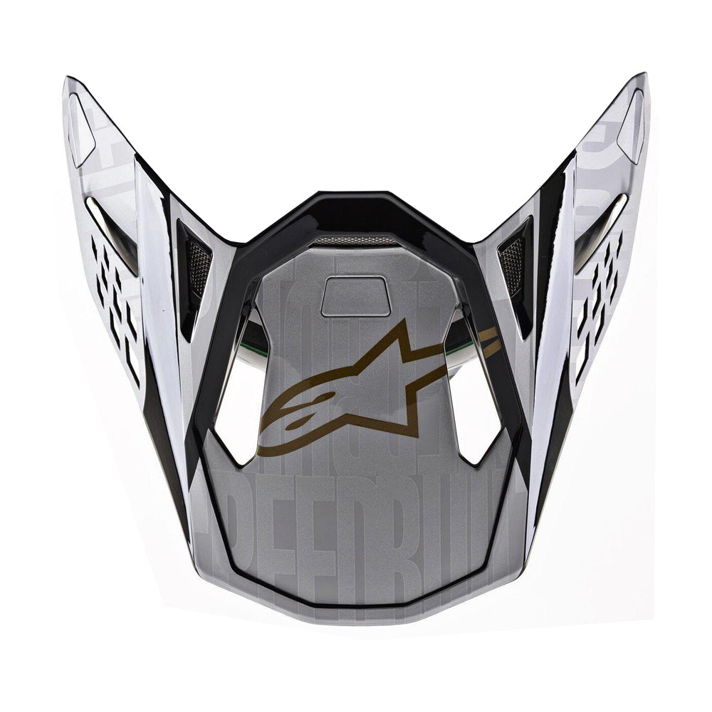 Alpinestars Replacement Visor Peak Matte & Gloss Silver/Black/Carbon/Gold for Supertech M10 Alloy Helmets