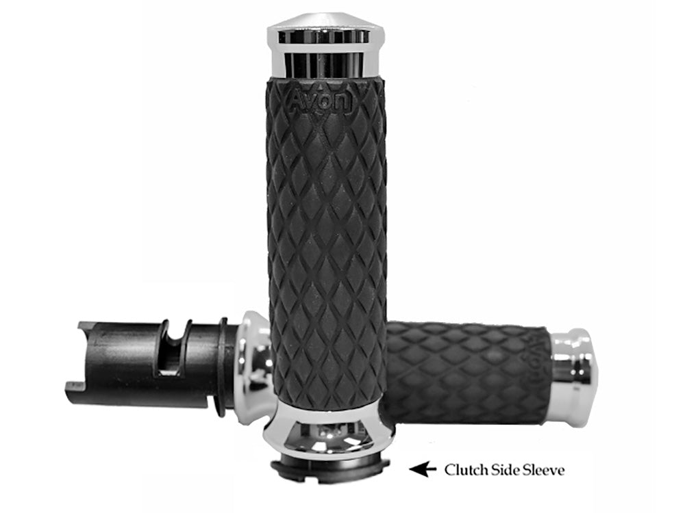 Avon Performance Grips AVG-DIA-60-CH-F24 Diamond Contour Handgrips Chrome for Harley-Davidson CVO Touring 23-Up/Street Glide/Road Glide 24-Up/Touring/Softail 25-Up