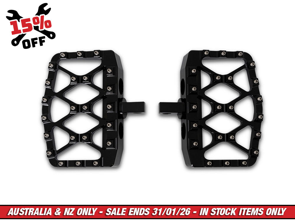 Burly Brand BB13-1018B MX Evolution Mini Floorboards Black w/H-D Male Mount