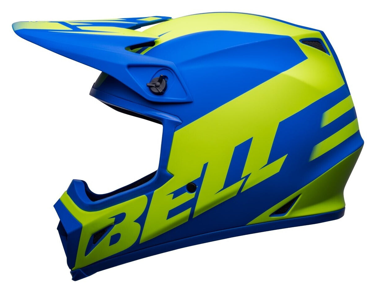 Bell MX-9 MIPS Disrupt Matte Classic Blue/Hi-Viz Yellow Helmet - EasyR