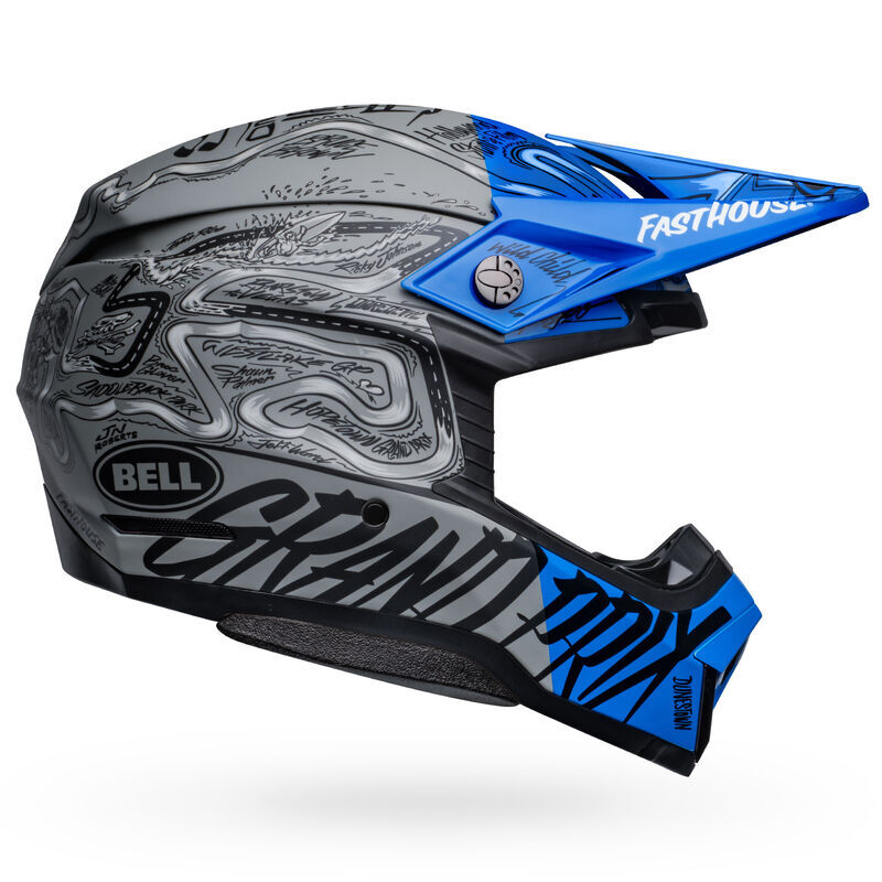 Bell Moto-10 Spherical Fasthouse Day In The Dirt 2023 Limited Edition Matte & Gloss Blue/Grey Helmet - EasyR