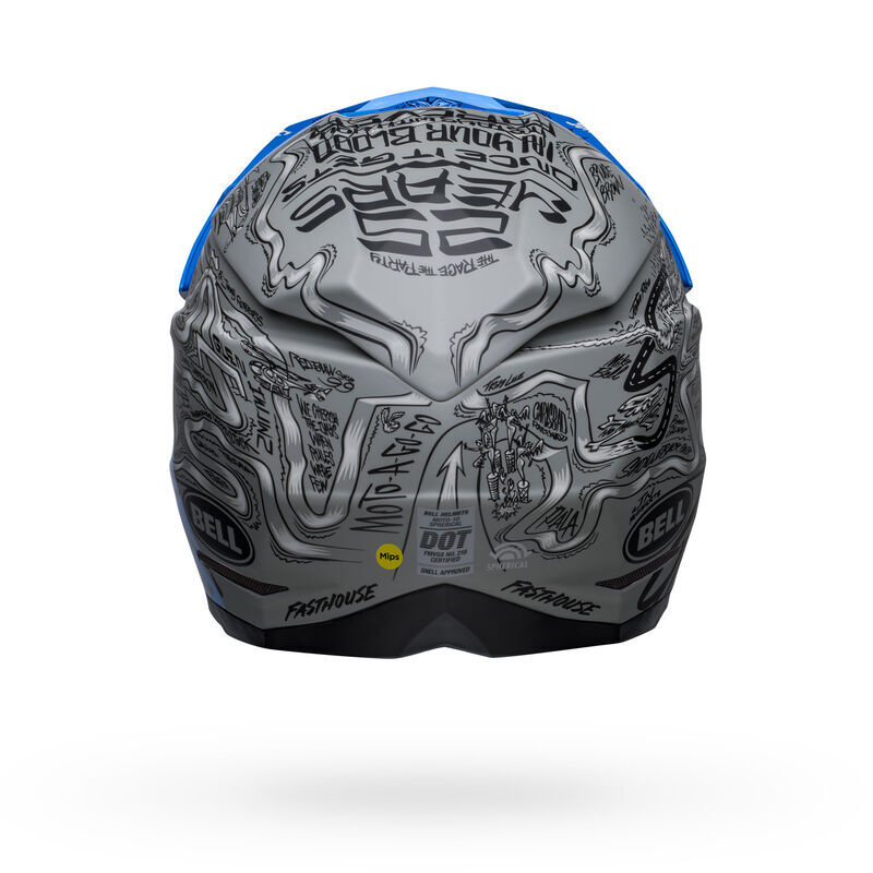 Bell Moto-10 Spherical Fasthouse Day In The Dirt 2023 Limited Edition Matte & Gloss Blue/Grey Helmet - EasyR