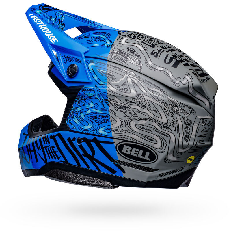 Bell Moto-10 Spherical Fasthouse Day In The Dirt 2023 Limited Edition Matte & Gloss Blue/Grey Helmet - EasyR