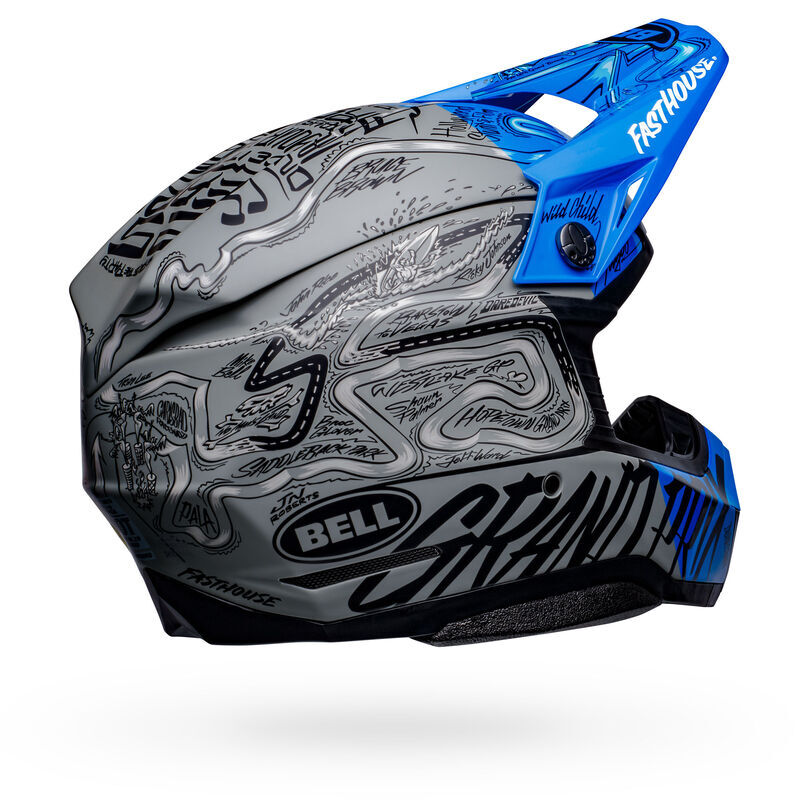 Bell Moto-10 Spherical Fasthouse Day In The Dirt 2023 Limited Edition Matte & Gloss Blue/Grey Helmet - EasyR