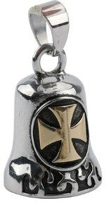 Twin Power Guardian Bell Chrome/Black w/Gold Maltese Cross [