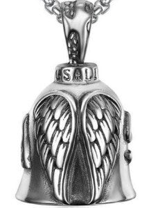 Twin Power Guardian Bell Silver w/Silver Angel Wings