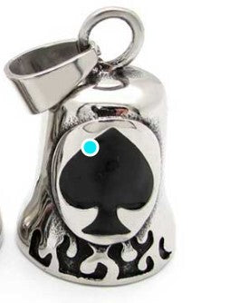 Twin Power Guardian Bell Silver w/Black Spade with Flames