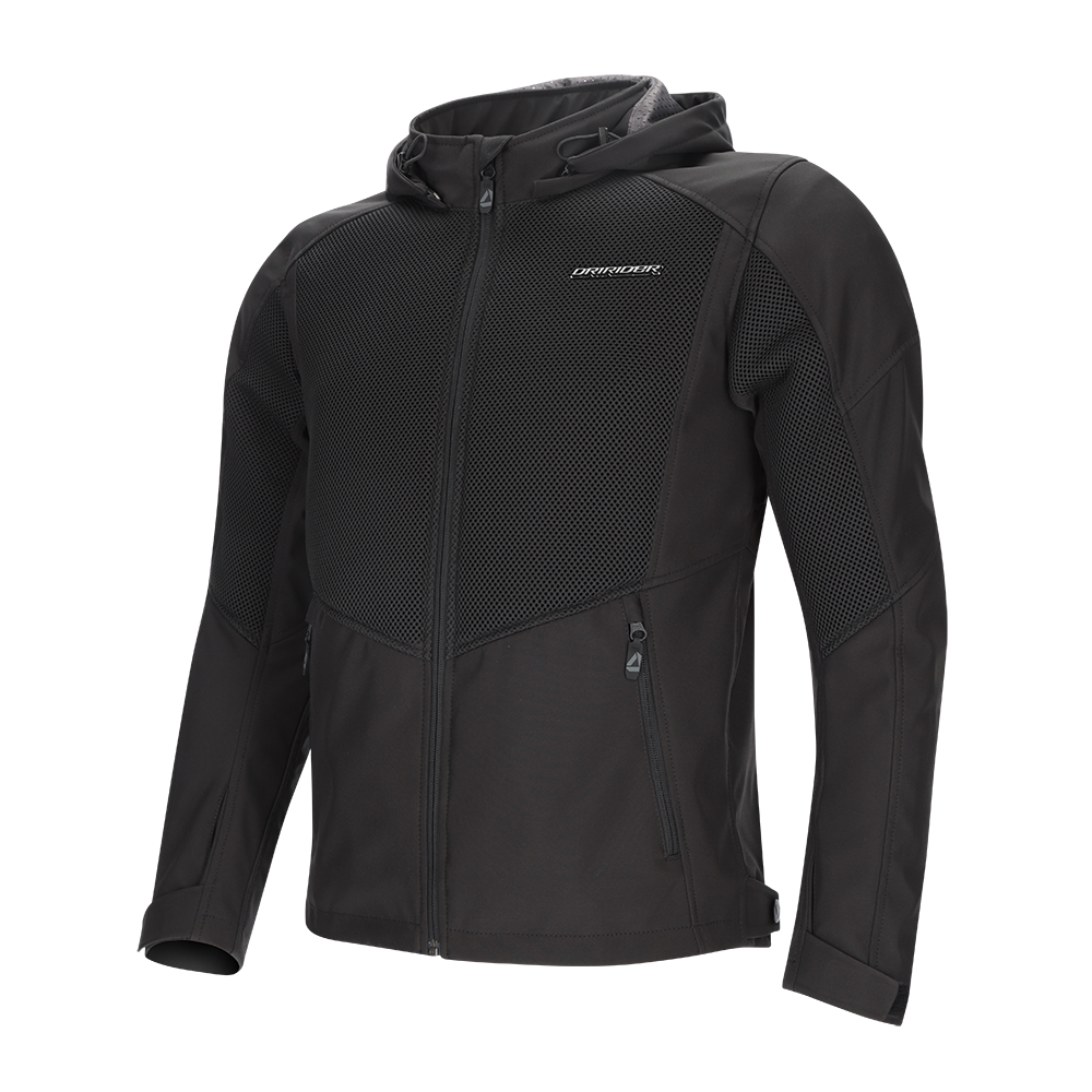 DriRider Blvd II Air Soft Shell Black Textile Hoodie Jacket