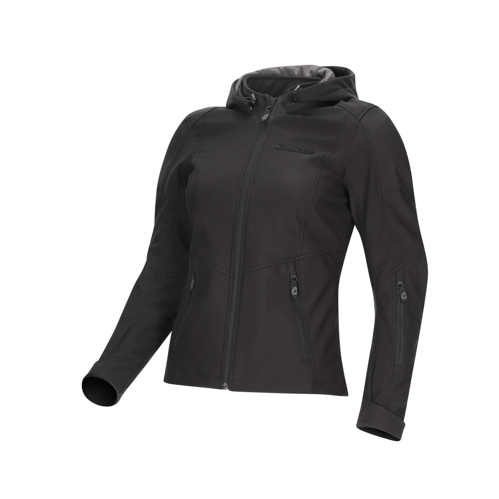 DriRider Blvd II WP Soft Shell Black Womens Textile Hoodie Jacket