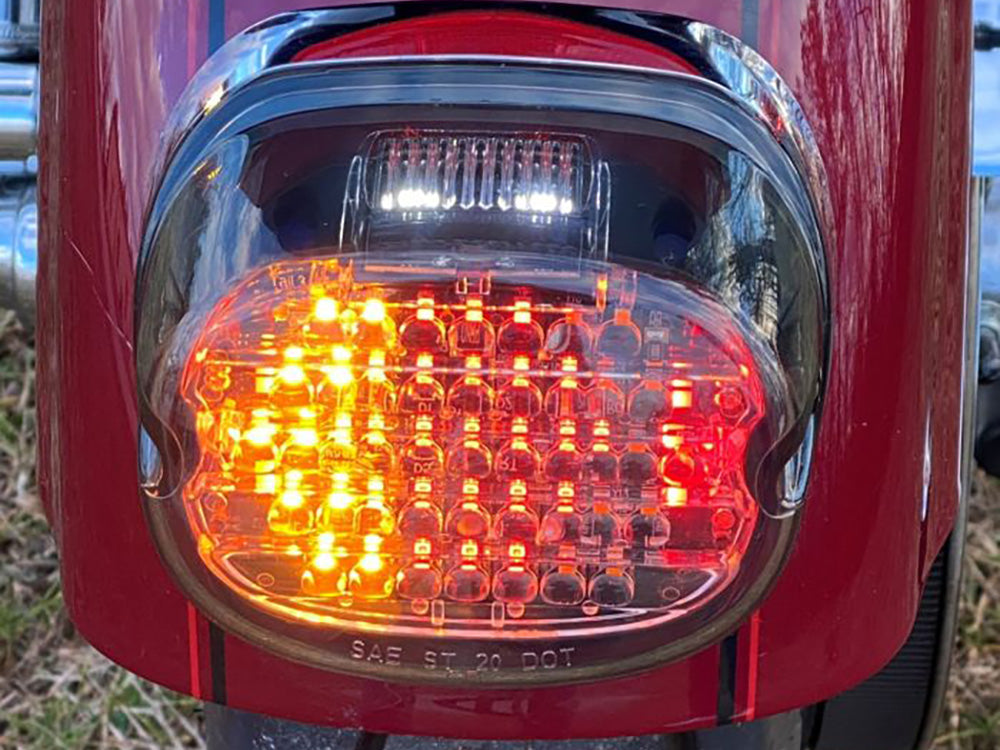 Custom Dynamics CD-CDINTTLWS Intergrated Low Profile LED Tailight w/Turn Signals w/Smoke Lens & Number Plate Window for most Harley-Davidson 99-Up Models