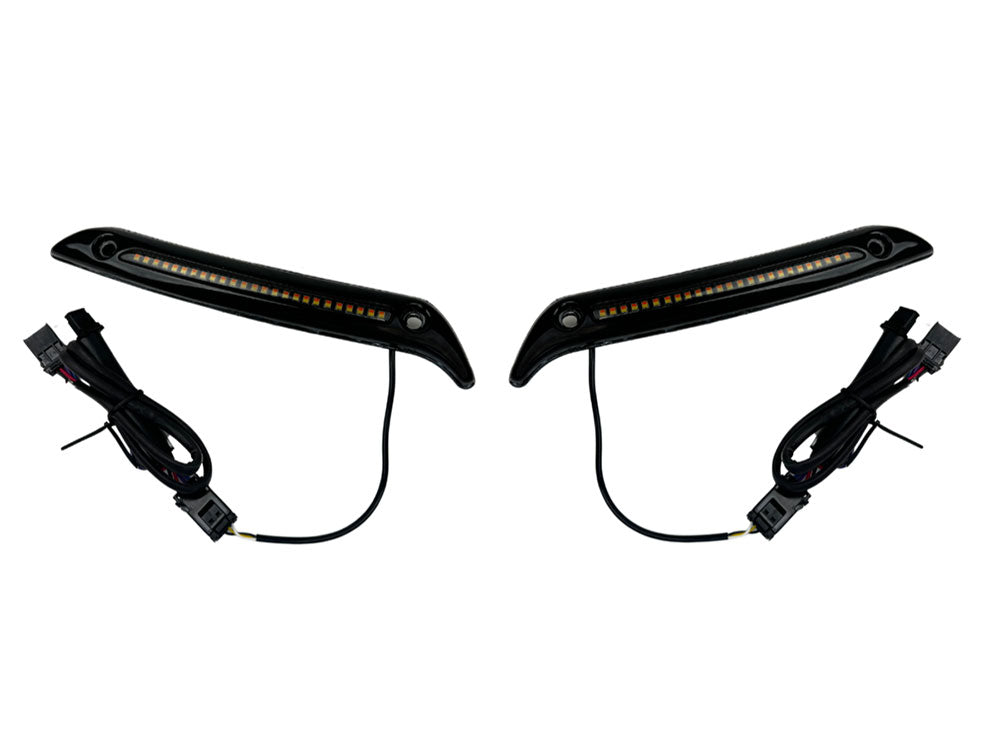 Custom Dynamics CD-CDLRSTWTB LED DRL Windshield Trim w/Sequential Amber Turn/White Run & Smoke Lens Black for Low Rider ST 22-Up