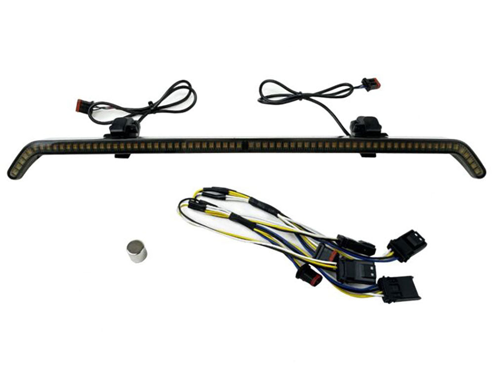 Custom Dynamics CD-CDRG23CB LED Center Fairing Vent Trim w/Amber & White LED's Gloss Black w/Smoked Lens for Road Glide 24-Up/CVO Roadglide (inc 'STin.) 23-Up