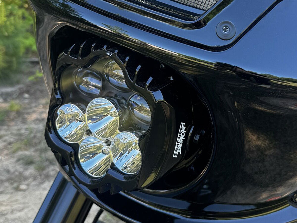 Custom Dynamics CD-SD2LRSTW Shark Demon LED Headlight Kit Black for Softail Low Rider ST/El Diablo 22-Up