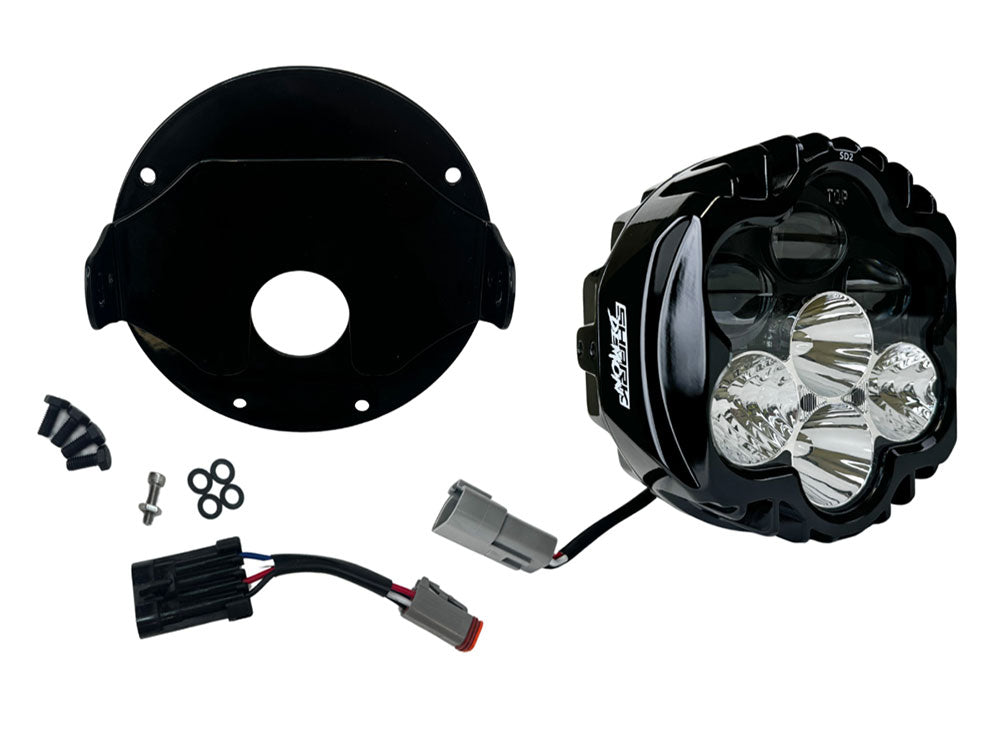 Custom Dynamics CD-SD2LRSTW Shark Demon LED Headlight Kit Black for Softail Low Rider ST/El Diablo 22-Up