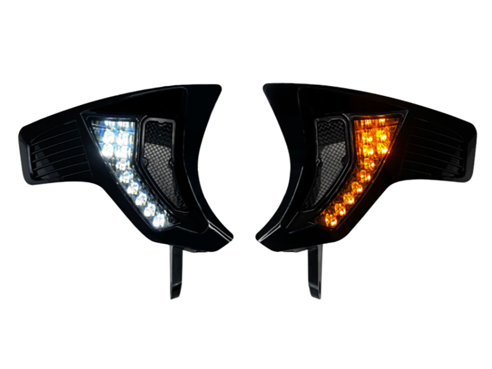 Custom Dynamics CD-SDRG23VTSAW LED Vent Insert Turn Signal Upgrade Gloss Black w/Amber & White LED's for Harley-Davidson Road Glide 24-Up/CVO Road Glide 23-Up Models