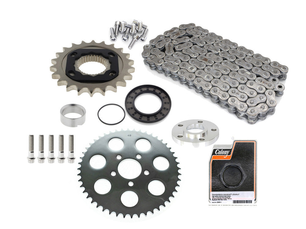 RSS CHAIN CONV-02 Rear Drive Belt to Chain Conversion Kit for Harley-Davidson Sportster 04-05 Models (Chrome Rear Sprocket & Final Drive Ratio = 2.18:1)