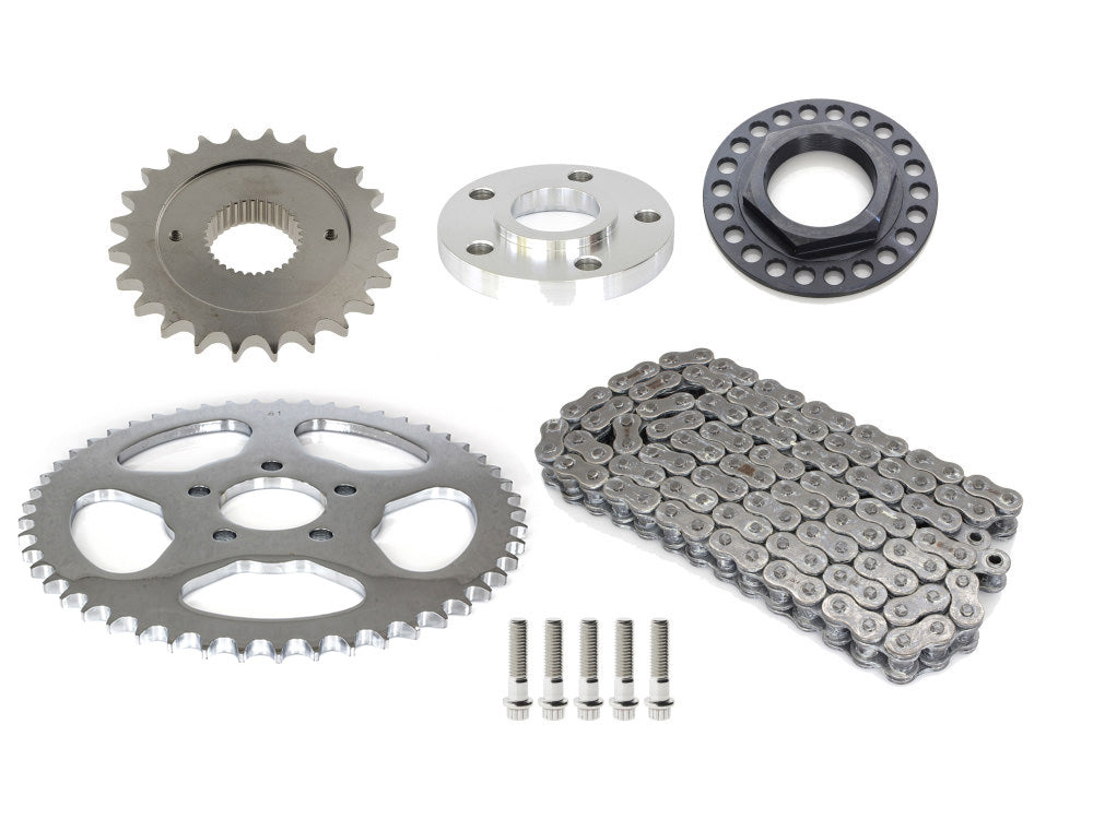 RSS CHAIN CONV-03 Rear Drive Belt to Chain Conversion Kit for Harley-Davidson Sportster 06-22 Models (Chrome Rear Sprocket & Final Drive Ratio = 2.12:1)