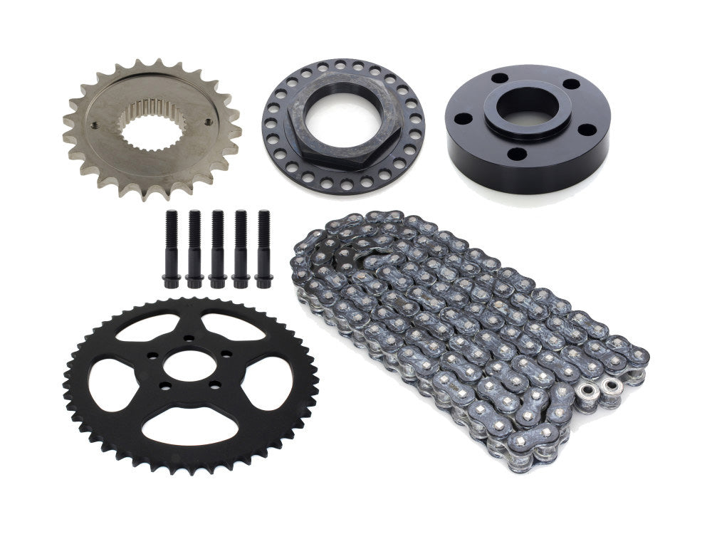 RSS CHAIN CONV-04-BLK Rear Drive Belt to Chain Conversion Kit for Harley-Davidson Dyna 06-17 Models (Black Rear Sprocket & Final Drive Ratio = 2.04:1)