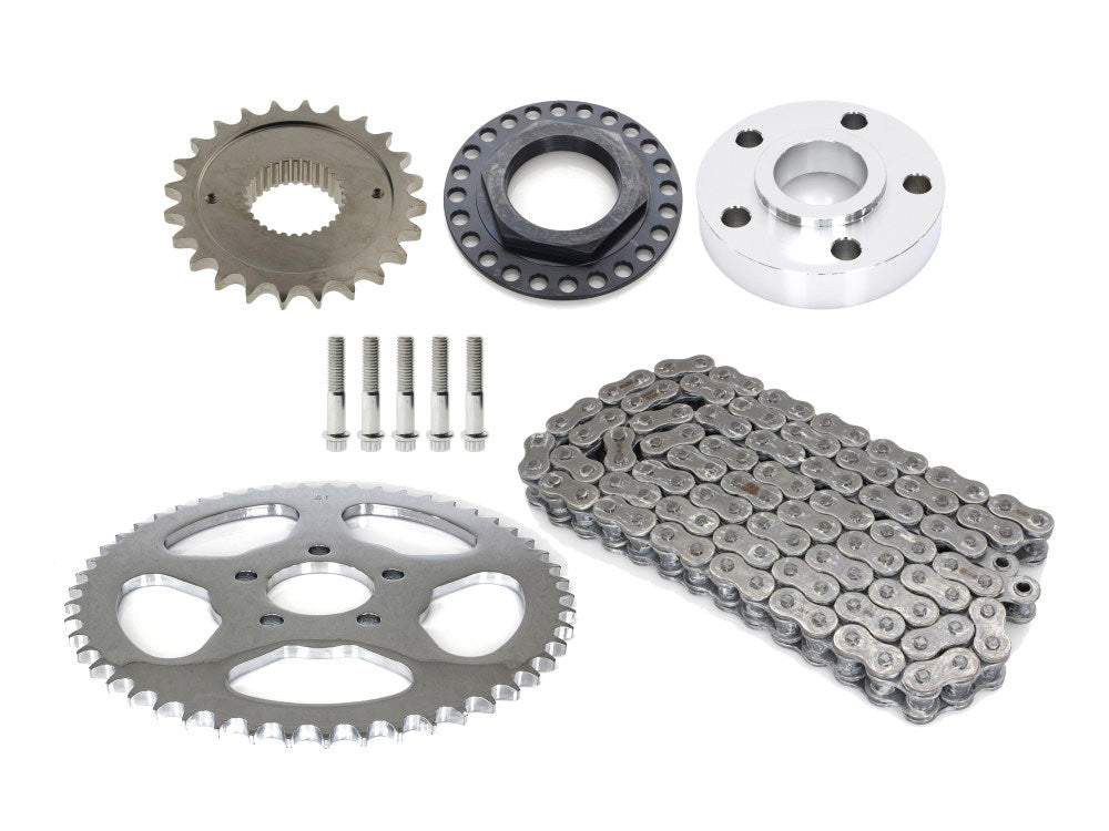 RSS CHAIN CONV-04 Rear Drive Belt to Chain Conversion Kit for Harley-Davidson Dyna 06-17 Models (Chrome Rear Sprocket & Final Drive Ratio = 2.04:1)