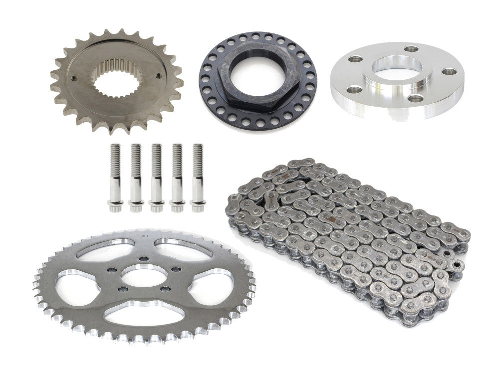RSS CHAIN CONV-08 Rear Drive Belt to Chain Conversion Kit for Harley-Davidson Softail 07-17 Models w/150 Rear Tyre (Chrome Rear Sprocket & Final Drive Ratio = 2.125:1)