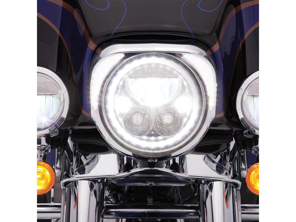 Ciro3D CIR-45200 Fang LED Headlight Bezel w/White Running Lights Chrome for Touring 14-23