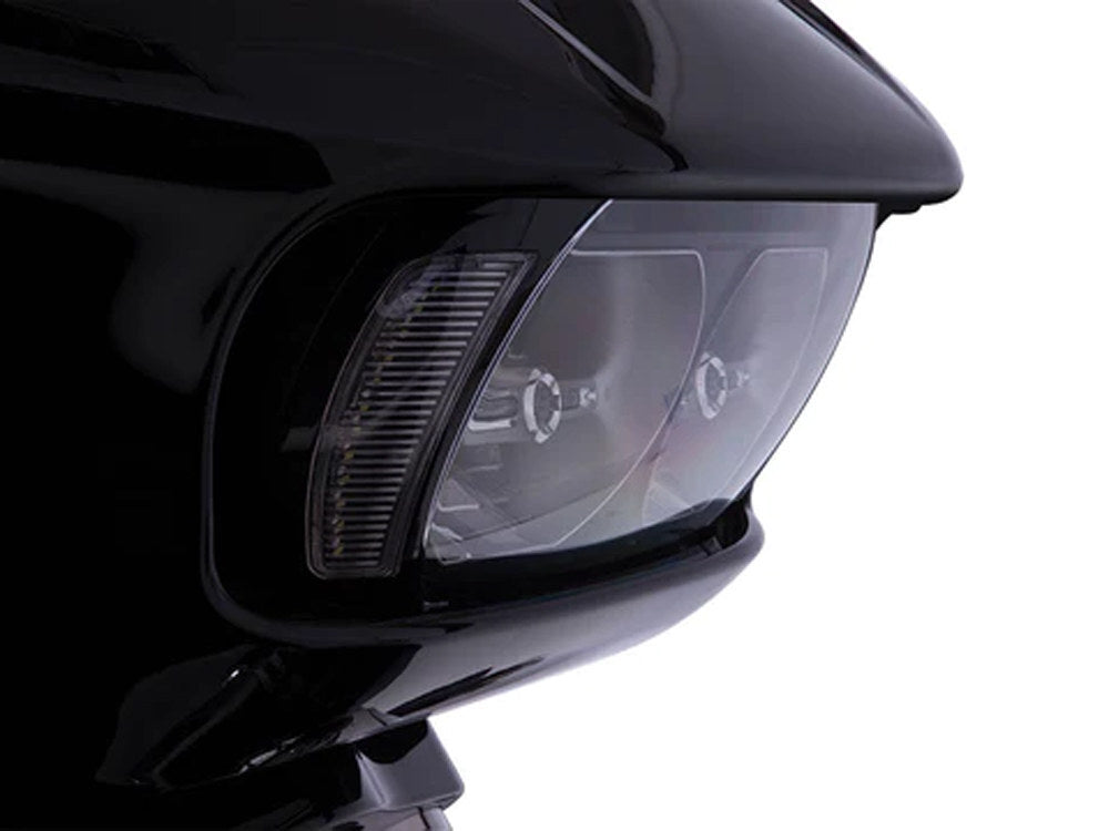 Ciro3D CIR-45251 Fang LED Headlight Bezel Vent Inserts w/Amber & White LEDs Black for Road Glide 15-23