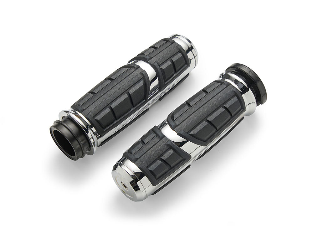 Ciro3D CIR-54001 Chicane Handgrips Chrome for Harley-Davidson Big Twin 08-24 w/Throttle-by-Wire