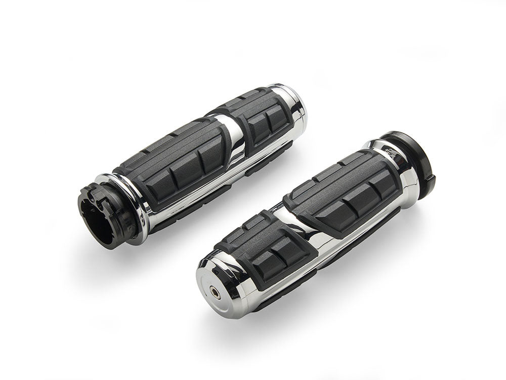 Ciro3D CIR-54003 Chicane Handgrips Chrome for Harley-Davidson w/Throttle Cable