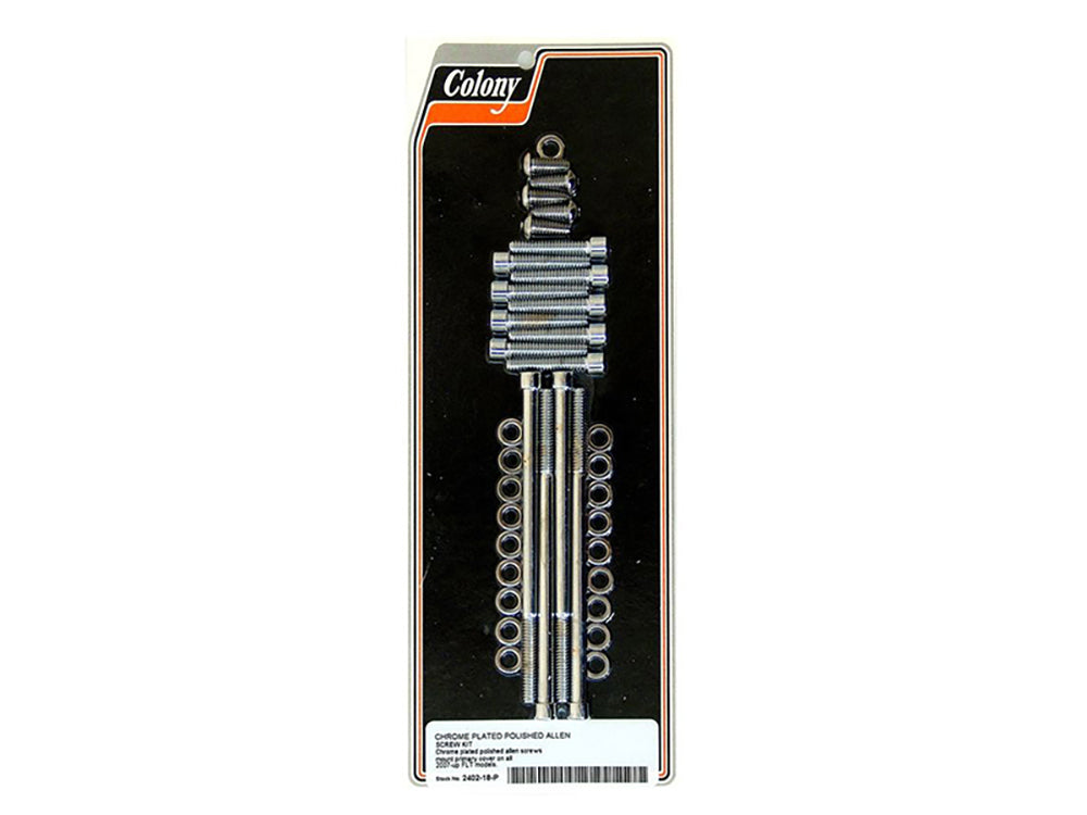 Colony Machine CM-2402-18-P Primary Cover Bolts Chrome for Harley-Davidson Touring 07-16
