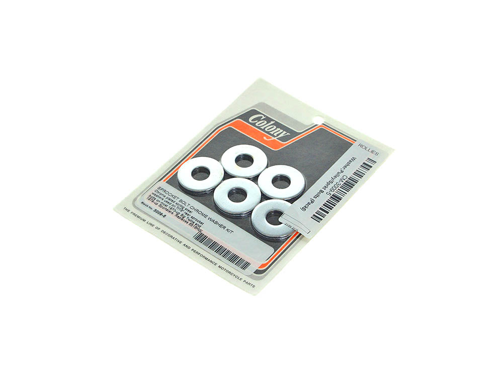 Colony Machine CM-3009-5 Rear Pulley/Sprocket Bolt Washers Chrome (5 Pack)