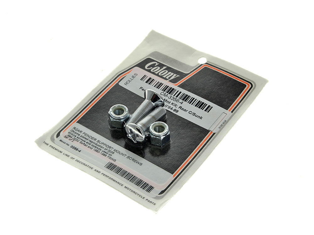 Colony Machine CM-3356-4 Rear Fender Strut Mount Bolts Chrome for Softail 84-99/FXWG 80-86