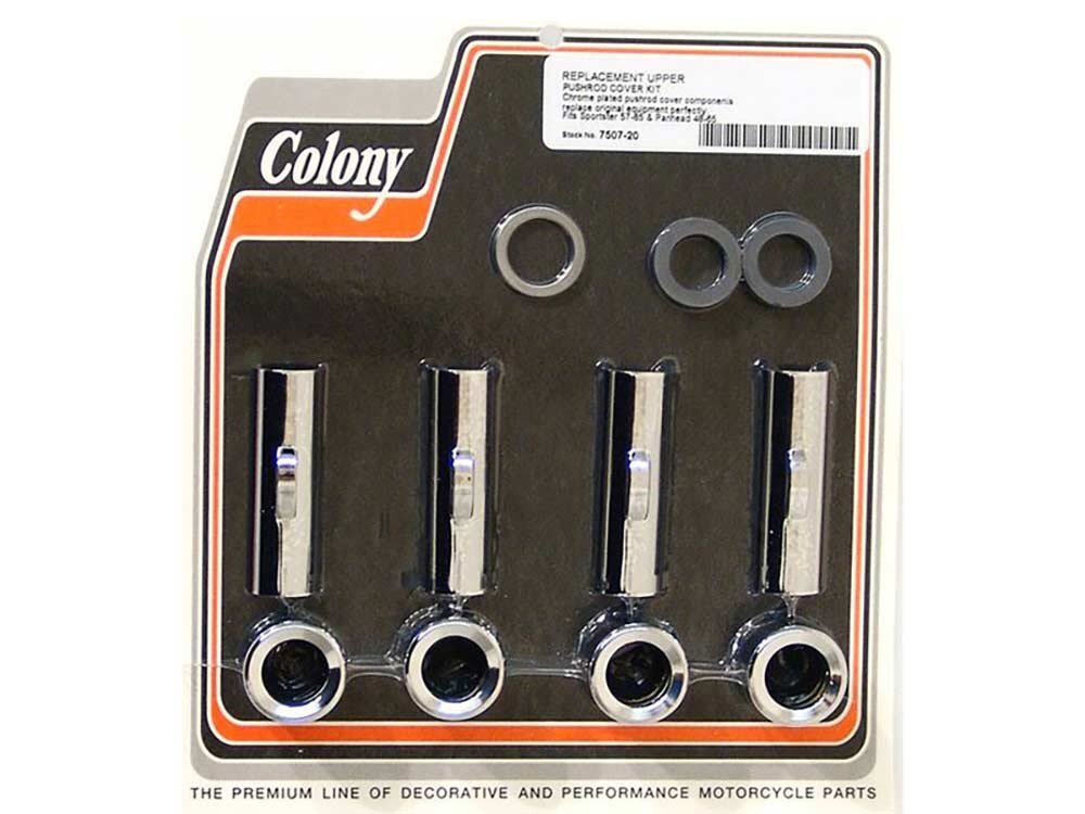 Colony Machine CM-7507-20 Upper Pushrod Covers Chrome for Sportster 57-85/Panhead 48-65