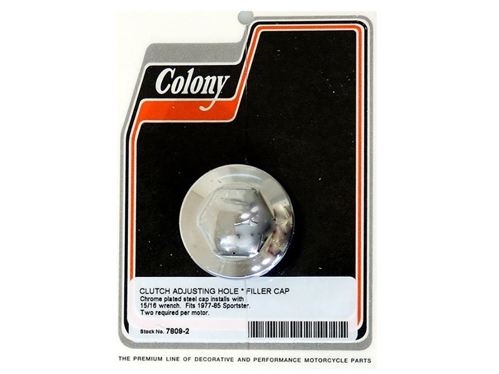 Colony Machine CM-7809-2 Primary Filler Cap and Clutch Adjusting Hole Cap Chrome for Sportster 77-85