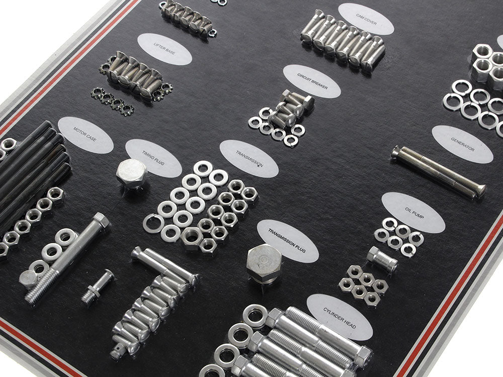 Colony Machine CM-8302-CAD Complete Stock Hardware Kit CAD Plated for Big Twin 48-57 w/Panhead Engine