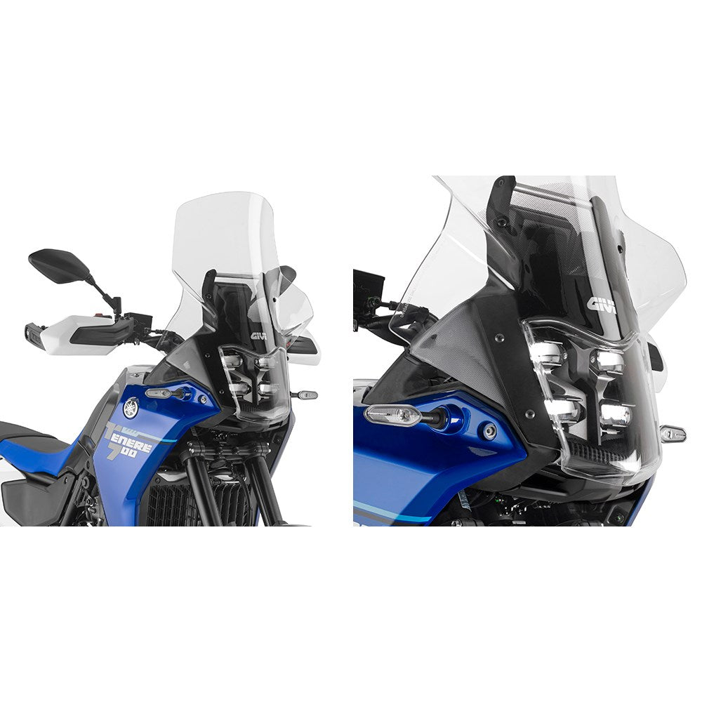 Givi D2174STHLP Clear Windshield 62.5 x 44.5cm w/Front Headlight Protector for Yamaha Tenere 700/Tenere 700 Rally 25-Up