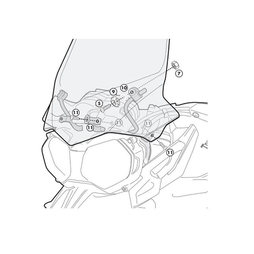Givi D6401KIT Windshield Mounting Kit for Triumph Tiger 800/800 XC/800 XR 11-17 w/6401DT Windshields