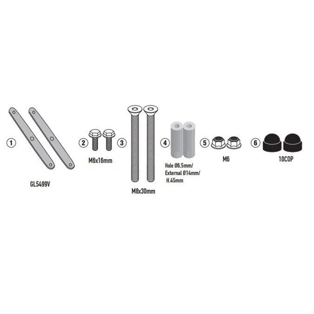 Givi D6711KIT Windshield Mounting Kit for Aprilia SR GT 125-200 (22 > 24) w/6711DT Windshields