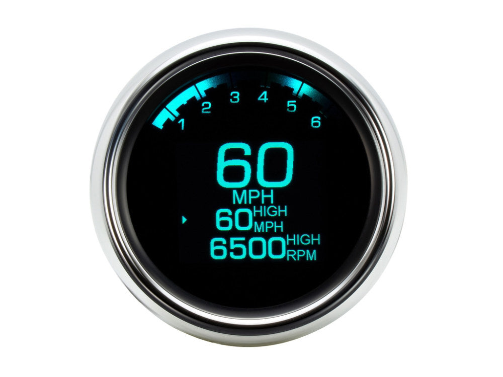 Dakota Digital DAK-MLX-3004 3-3/8" Round KPH Speedometer w/Tachometer Chrome for Dyna 04-11/Sportster 04-13