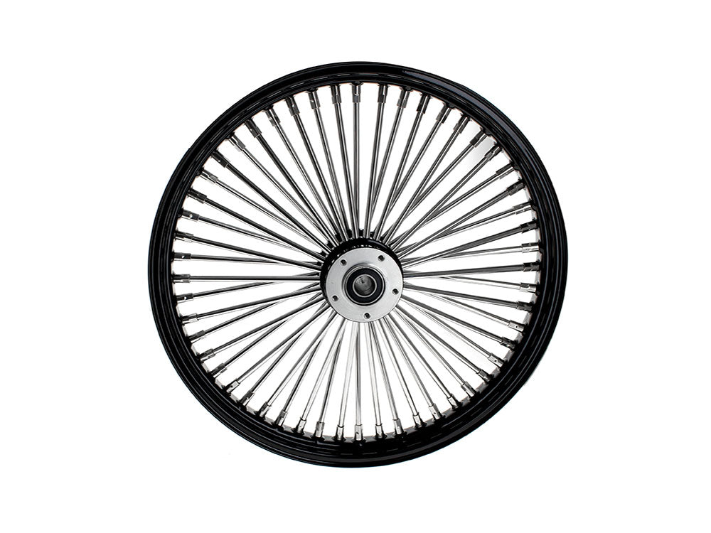 DNA Specialty DNA-21282642A-BRH 21" x 2.15" Mammoth Fat Spoke Front Wheel Gloss Black/Chrome for Dual Disc Harley-Davidson Mid Glide Dyna Low Rider 14-17/Low Rider S 20-Up/Low Rider ST 22-Up