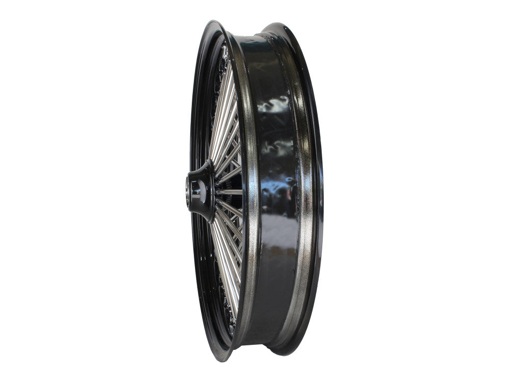DNA Specialty DNA-21580642A-BRH 21"" x 3.5"" Mammoth Fat Spoke Front Wheel Gloss Black/Chrome for FL Softail 11-Up
