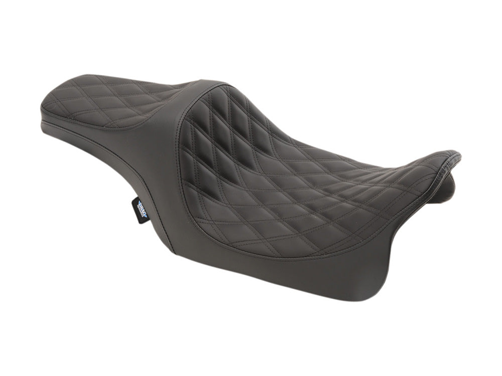 Drag Specialties DS-0801-1114 Predator 3 Dual Seat w/Black Double Diamond Lattice Stitch for most Harley-Davidson Touring 08-24