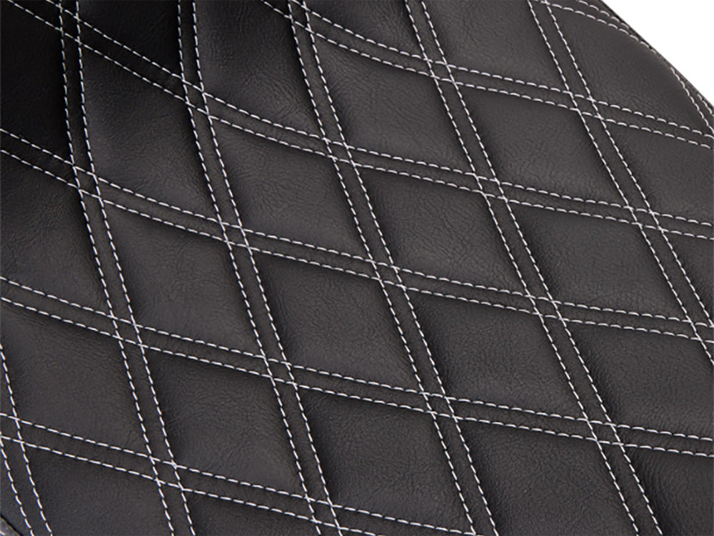 Drag Specialties DS-0801-1492 Performance Predator 2-Up Dual Seat w/Silver Double Diamond Lattice Stitch for most Harley-Davidson Touring 08-24